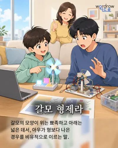 한국어 속담 “갈모 형제라” 1컷 일러스트