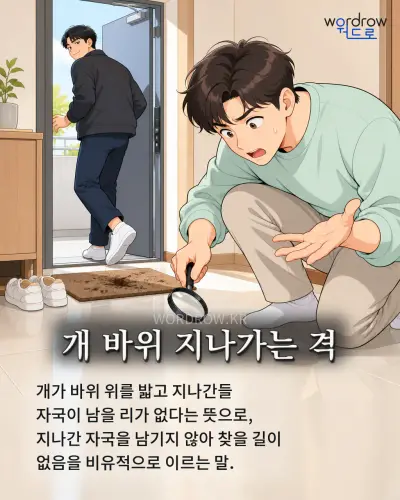한국어 속담 “개 바위 지나가는 격” 1컷 일러스트