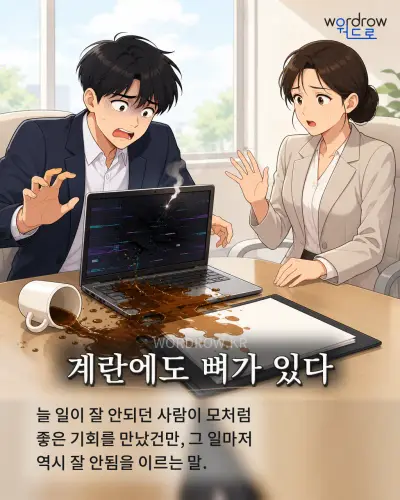 한국어 속담 “계란에도 뼈가 있다” 1컷 일러스트