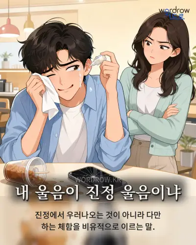 한국어 속담 “내 울음이 진정 울음이냐” 1컷 일러스트