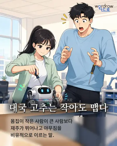 한국어 속담 “대국 고추는 작아도 맵다” 1컷 일러스트