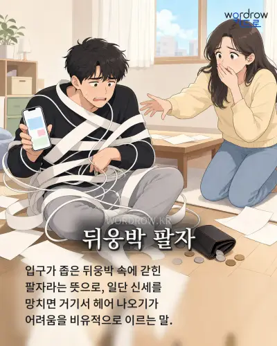 한국어 속담 “뒤웅박 팔자” 1컷 일러스트