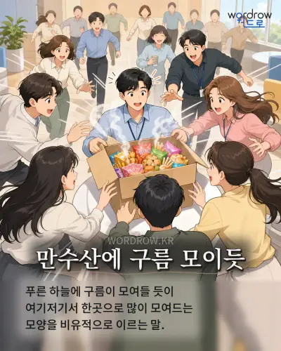 한국어 속담 “만수산에 구름 모이듯” 1컷 일러스트
