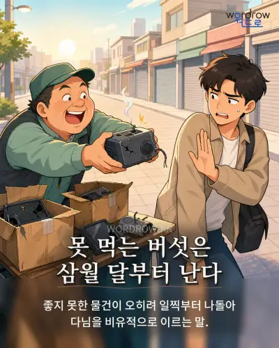 한국어 속담 “못 먹는 버섯은 삼월 달부터 난다” 1컷 일러스트