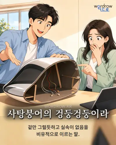 한국어 속담 “사탕붕어의 겅둥겅둥이라” 1컷 일러스트
