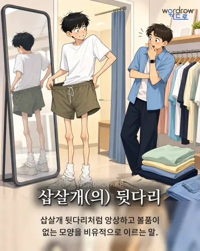 한국어 속담 “삽살개(의) 뒷다리” 1컷 일러스트