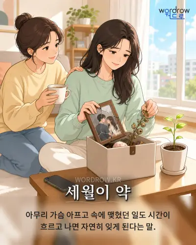 한국어 속담 “세월이 약” 1컷 일러스트