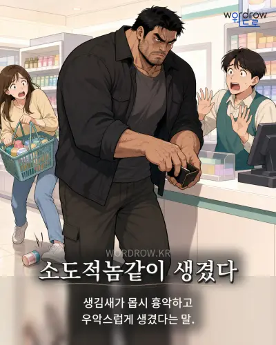 한국어 속담 “소도적놈같이 생겼다” 1컷 일러스트