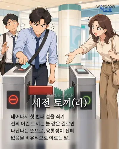 한국어 속담 “세전 토끼”를 한 장면으로 담은 1컷 일러스트