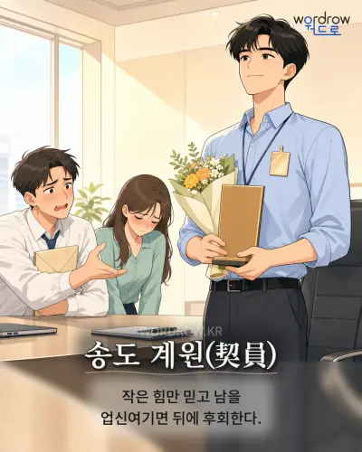 한국어 속담 “송도 계원(契員)” 1컷 일러스트