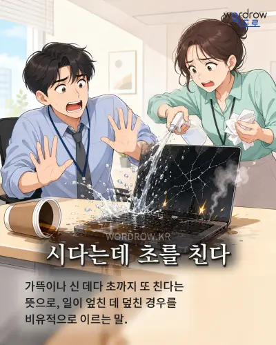 한국어 속담 “시다는데 초를 친다” 1컷 일러스트