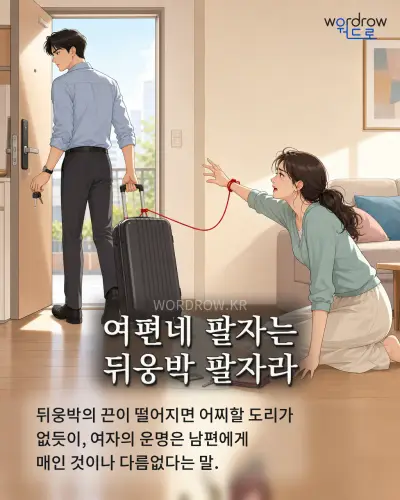 한국어 속담 “여편네 팔자는 뒤웅박 팔자라” 1컷 일러스트