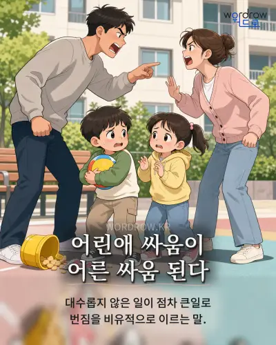 한국어 속담 “어린애 싸움이 어른 싸움 된다” 1컷 일러스트