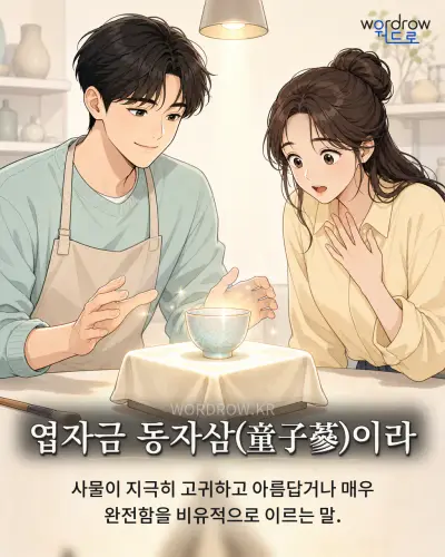 한국어 속담 “엽자금 동자삼(童子蔘)이라” 1컷 일러스트