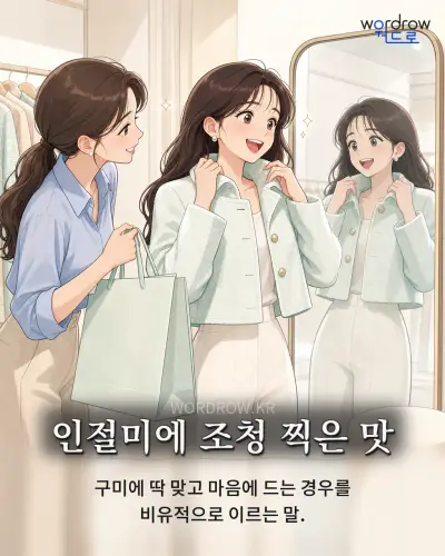 한국어 속담 “인절미에 조청 찍은 맛” 1컷 일러스트