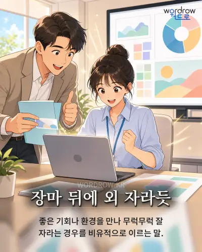 한국어 속담 “장마 뒤에 외 자라듯” 1컷 일러스트