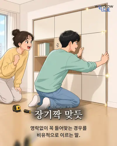 한국어 속담 “장기짝 맞듯” 1컷 일러스트