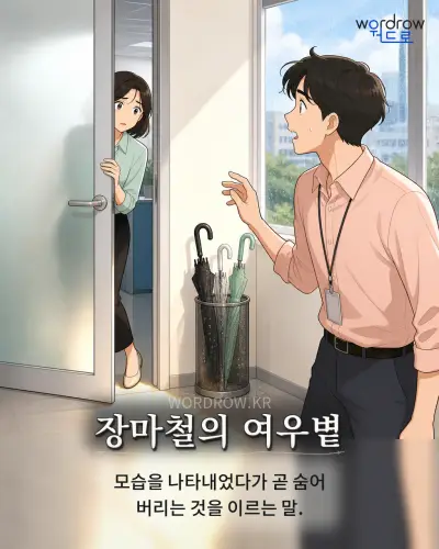 한국어 속담 “장마철의 여우볕” 1컷 일러스트