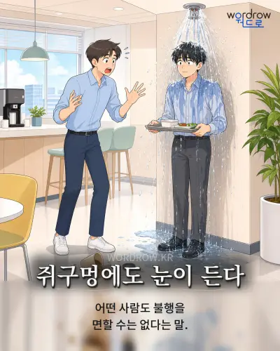 한국어 속담 “쥐구멍에도 눈이 든다” 1컷 일러스트