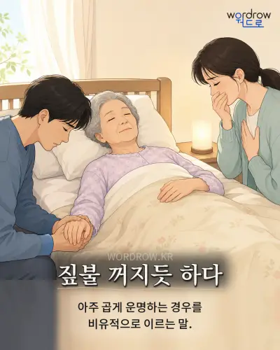 한국어 속담 “짚불 꺼지듯 하다” 1컷 일러스트
