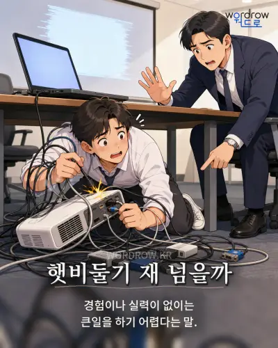 한국어 속담 “햇비둘기 재 넘을까” 1컷 일러스트