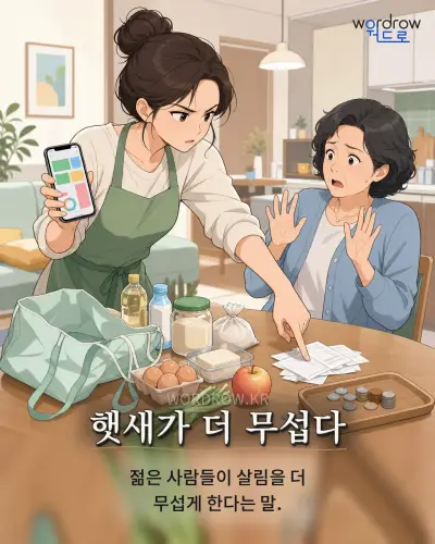 한국어 속담 “햇새가 더 무섭다” 1컷 일러스트
