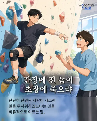한국어 속담 “간장에 전 놈이 초장에 죽으랴” 1컷 일러스트