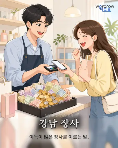 한국어 속담 “강남 장사” 1컷 일러스트