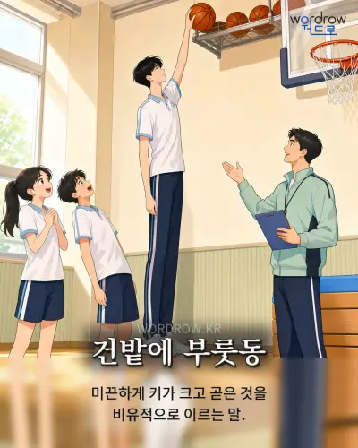 한국어 속담 “건밭에 부룻동” 1컷 일러스트