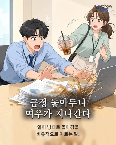 한국어 속담 “금정 놓아두니 여우가 지나간다” 1컷 일러스트