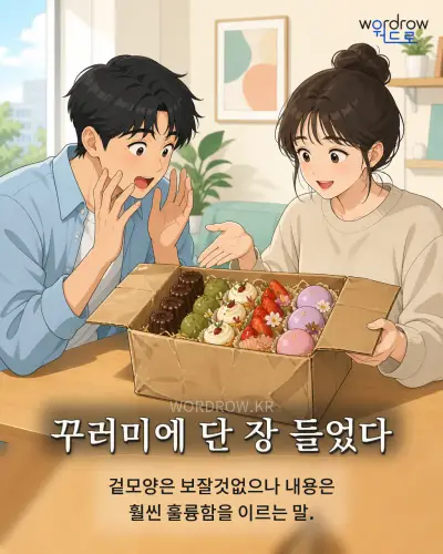 한국어 속담 “꾸러미에 단 장 들었다” 1컷 일러스트