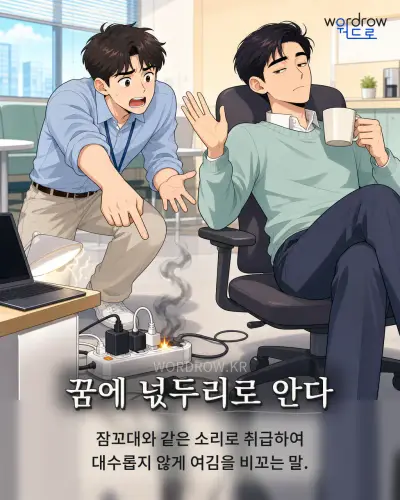 한국어 속담 “꿈에 넋두리로 안다” 1컷 일러스트