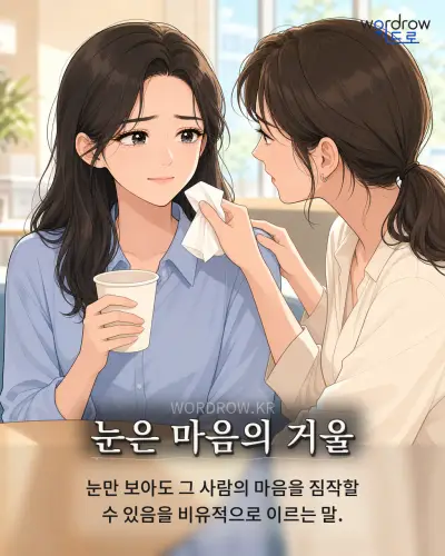 한국어 속담 “눈은 마음의 거울” 1컷 일러스트