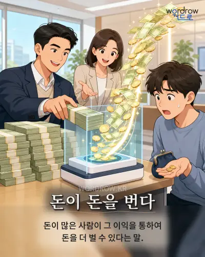한국어 속담 “돈이 돈을 번다” 1컷 일러스트