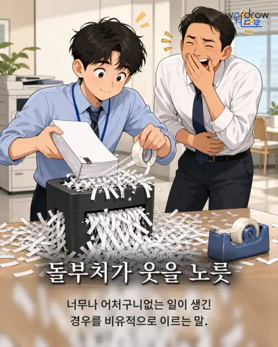 한국어 속담 “돌부처가 웃을 노릇” 1컷 일러스트