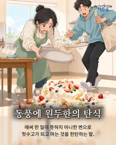 한국어 속담 “동풍에 원두한의 탄식” 1컷 일러스트