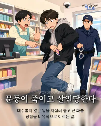 한국어 속담 “문둥이 죽이고 살인당한다” 1컷 일러스트