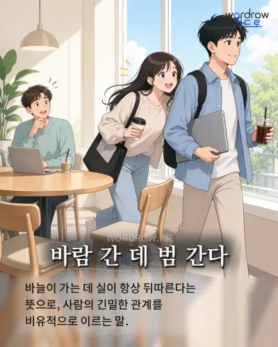 한국어 속담 “바람 간 데 범 간다” 1컷 일러스트