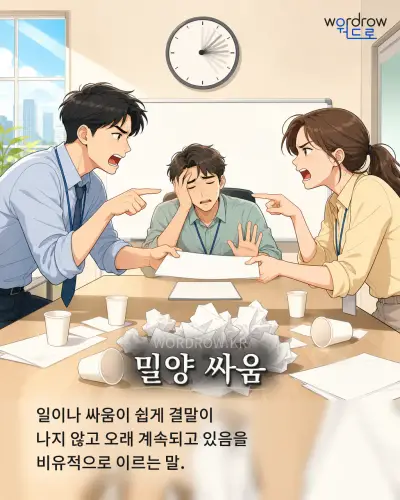 한국어 속담 “밀양 싸움” 1컷 일러스트