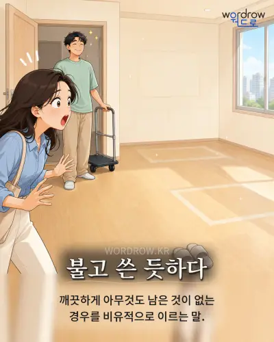 한국어 속담 “불고 쓴 듯하다” 1컷 일러스트
