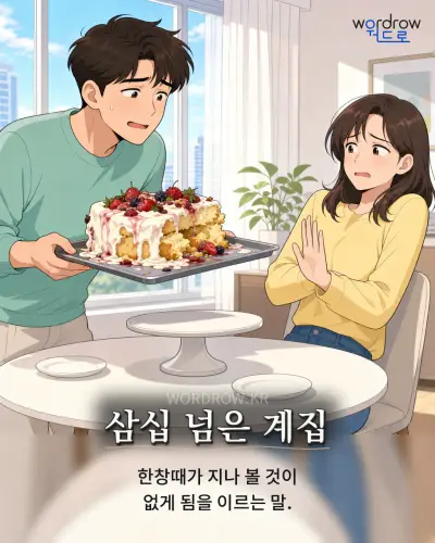한국어 속담 “삼십 넘은 계집” 1컷 일러스트