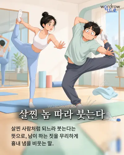 한국어 속담 “살찐 놈 따라 붓는다” 1컷 일러스트