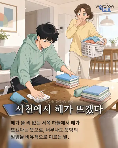 한국어 속담 “서천에서 해가 뜨겠다” 1컷 일러스트