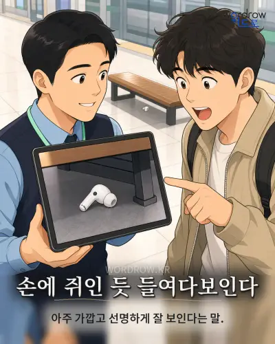 한국어 속담 “손에 쥐인 듯 들여다보인다” 1컷 일러스트