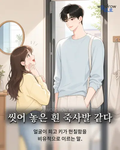 한국어 속담 “씻어 놓은 흰 죽사발 같다”를 한 장면으로 담은 1컷 일러스트