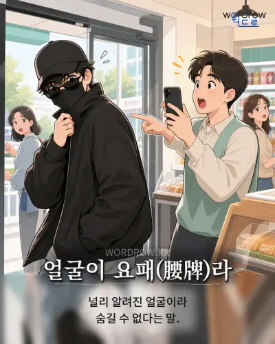 한국어 속담 “얼굴이 요패(腰牌)라” 1컷 일러스트