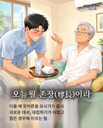 한국어 속담 “오뉴월 존장이라” 1컷 일러스트