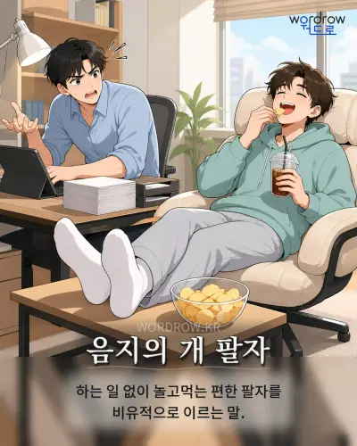 한국어 속담 “음지의 개 팔자” 1컷 일러스트