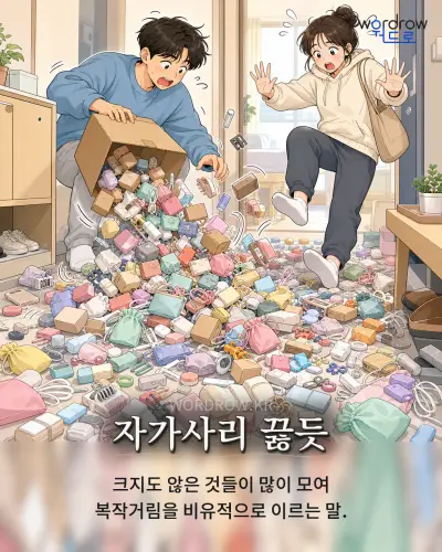 한국어 속담 “자가사리 끓듯” 1컷 일러스트