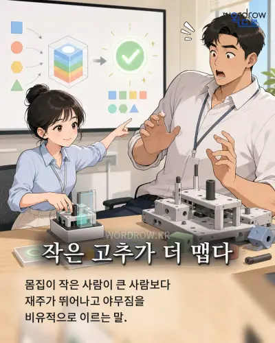 한국어 속담 “작은 고추가 더 맵다” 1컷 일러스트